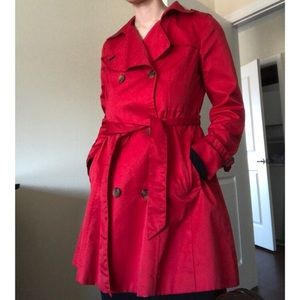 Red H&M Trench Coat Sz 8